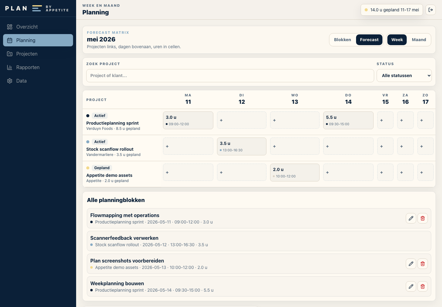 Week- en maandplanning